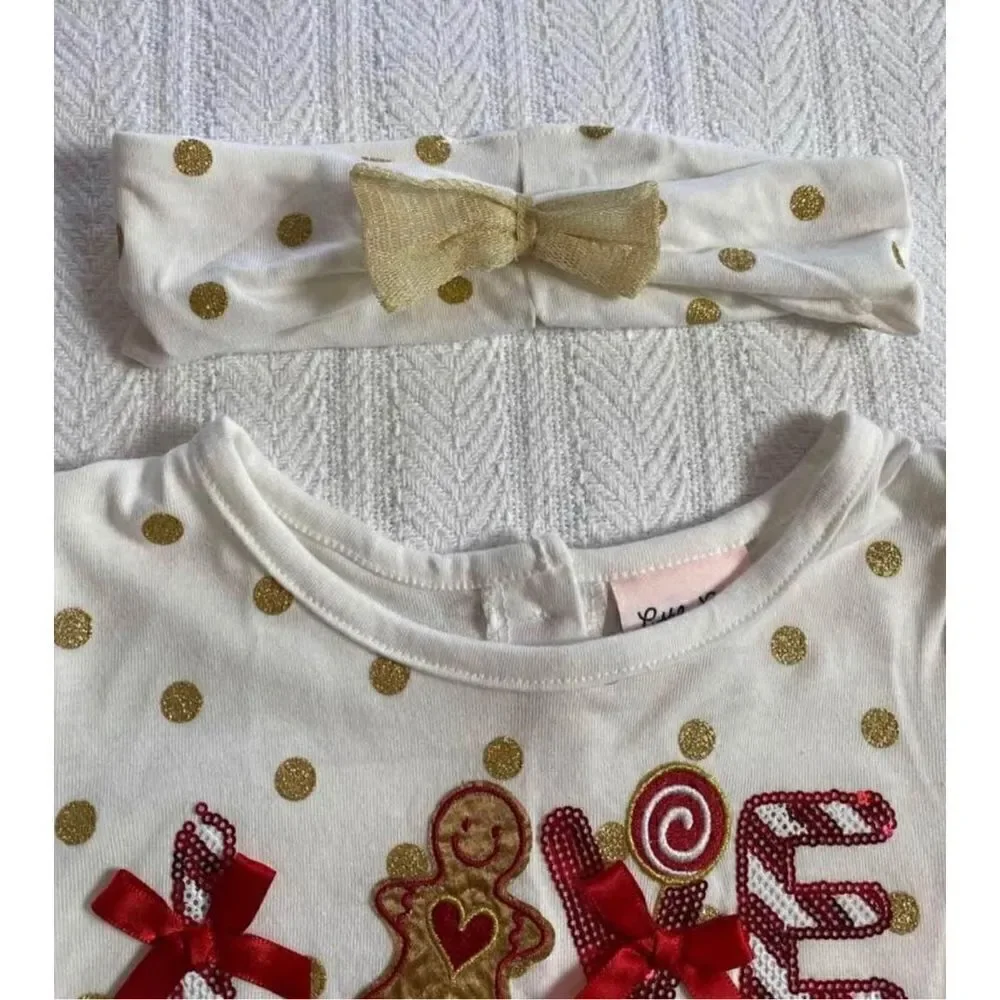 Little Lass Girls Size 4 3-Piece Gold and Red Frilly Holiday Outfit - Picture 4 of 6